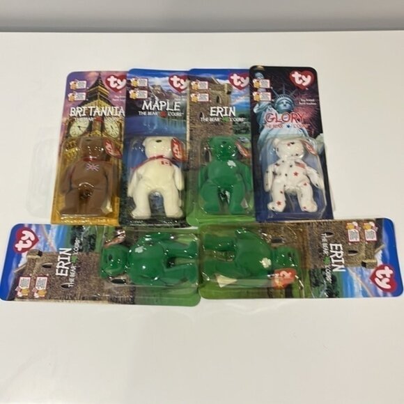 1999 TY Beanie Babies Britannia Glory Erin Maple The Bear McDonalds Lot 6 New - Picture 3 of 3